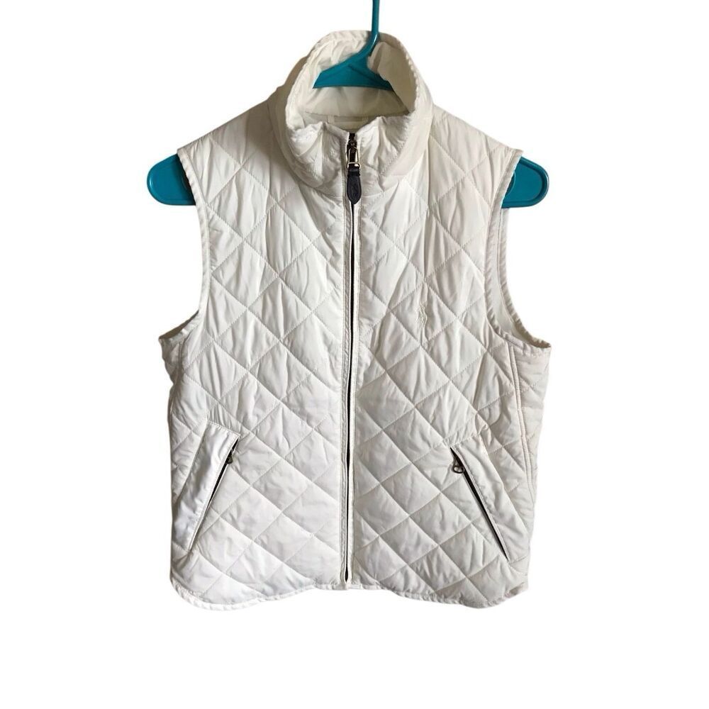 Ralph Lauren Vest women’s SZ Small off white cream zip quilted zip pockets